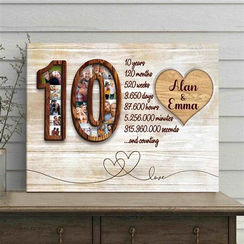 10 Year Anniversary Ideas Personalized Gift For Him, Unique Wedding ...