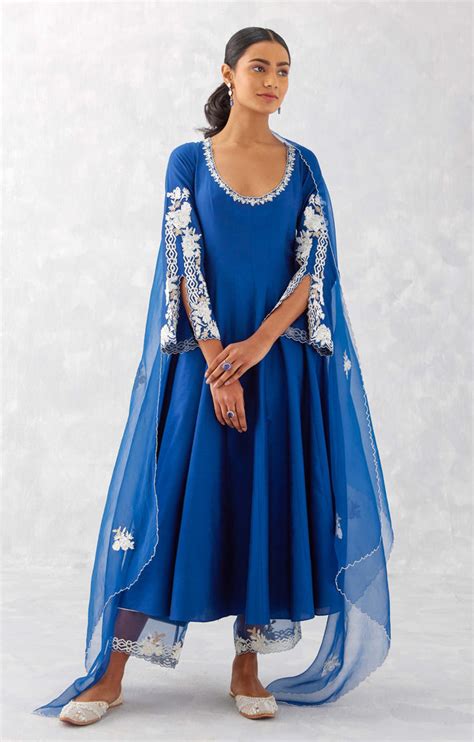 Devnaagri - Blue Embroidered Anarkali Set