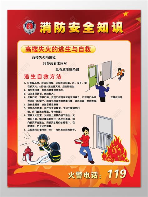 消防安全知识高楼自救119安全意识宣传栏图片下载 - 觅知网