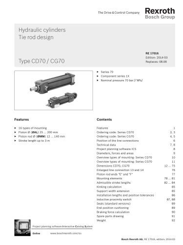 Hydraulic cylinders Tie rod design - Bosch Rexroth - Industrial ...