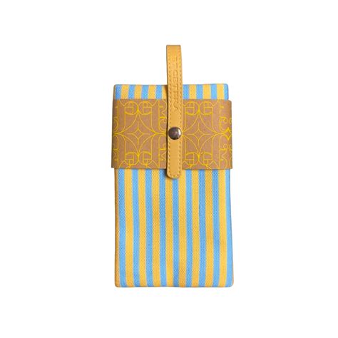 Twin Carry Eyeglass Pouch- Teal Blue & Yellow - Etcetera