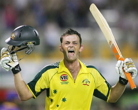 Adam Gilchrist reacts after getting his century | ESPNcricinfo.com
