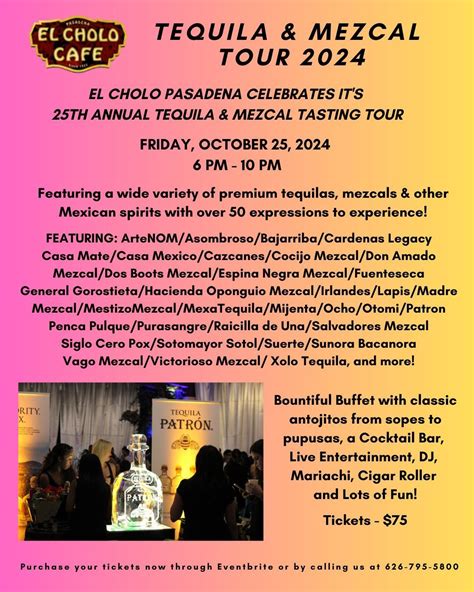 El Cholo Tequila Tour, El Cholo Cafe Pasadena, 25 October 2024 ...