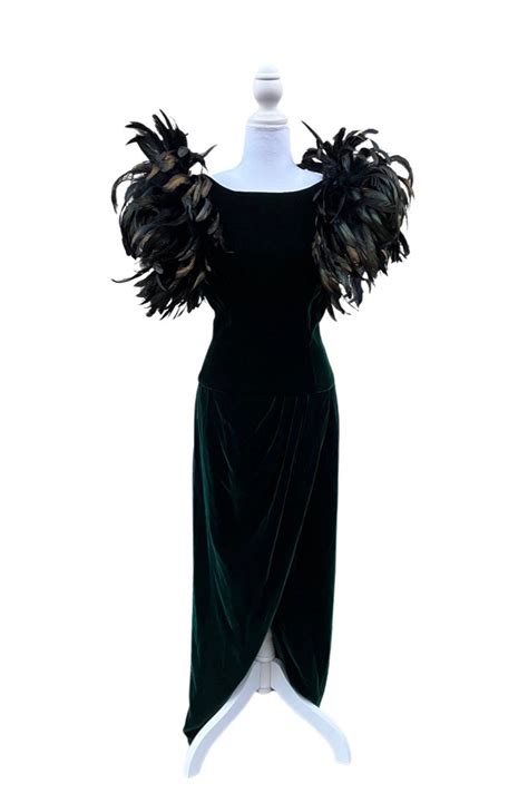 Fabulous Emerald Green Floor Length Show Stopper With Coq Feather ...