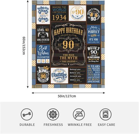VXDRZGT 90th Birthday Blanket 60 x 50 inch - 90th Birthday India | Ubuy
