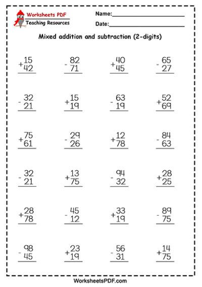 Image result for Math Addition and Subtraction Worksheets PDF