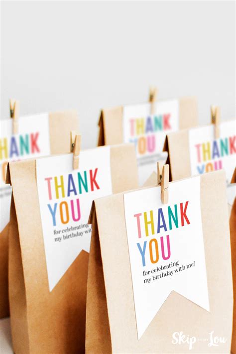 Birthday Thank You Tags | Skip To My Lou | Party favors for kids ...