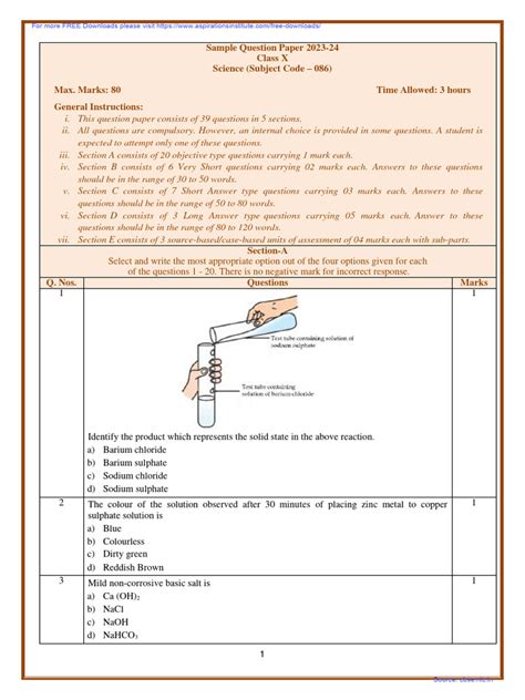 Image result for Sample Paper for Class 10 Science