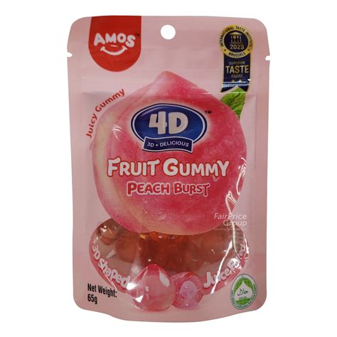 Amos 4D Fruit Gummy Candies - Peach Burst | NTUC FairPrice