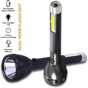 iDOLESHOP Dual Mode Power Full Rechargeable Long Range Torch Up to 1 Km ...