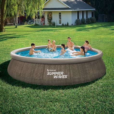 Summer Waves 15 Ft Dark Double Rattan Quick Set Pool, Round, Ages 6 ...