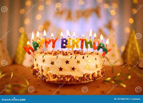 Happy Birthday Cake with Candles Stock Image - Image of colorful ...