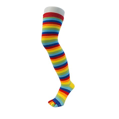 TOETOE - Essential Everyday Cotton Over-Knee Toe Socks (Rainbow, M 4.5 ...