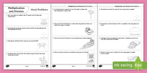 Multiplication and Division Word Problems PDF and Google Doc