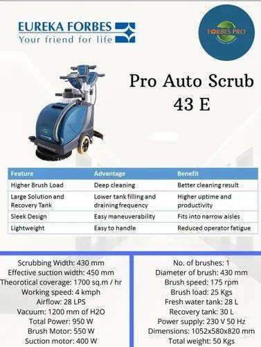 Floor Cleaning Machine - Eureka Forbes Walk Behind Scrubber Drier ...