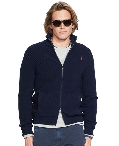 Lyst - Polo Ralph Lauren Lightweight Full-zip Sweater in Blue for Men