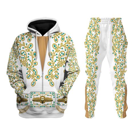 Elvis Spanish Flower - White With Green Stones Costume Hoodie ...