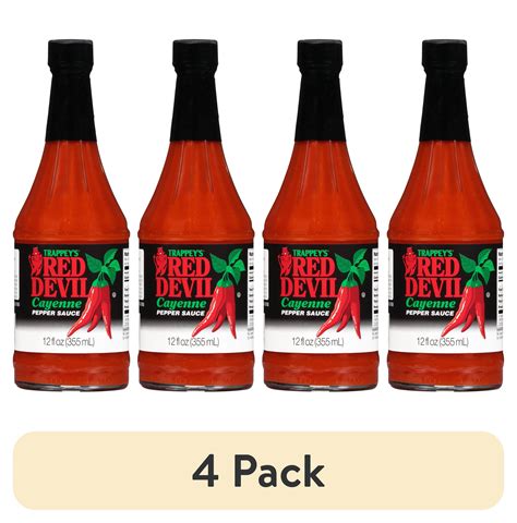 (4 pack) Trappey's Red Devil Cayenne Pepper Sauce, 12 oz Bottle ...