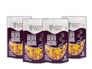 Living Tree Popular Fresh Seedless Golden Raisins, 250gm (Pack of 4 ...