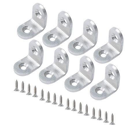 uxcell 8pcs Angle Bracket Stainless Steel 20x20mm Corner Brace Fastener ...