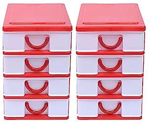 Kuber Industries Plastic 2 Pieces Four Layer Drawer Storage Cabinet Box ...