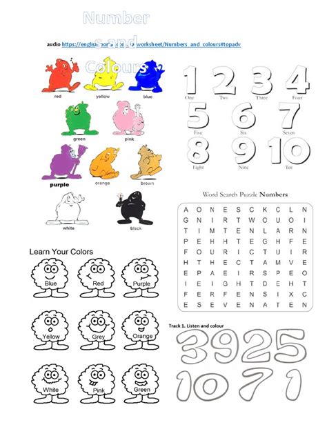 Image result for Color Numbers Worksheet