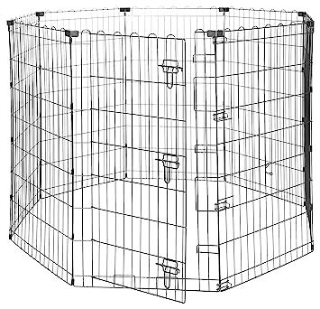 amazon basics Foldable Metal Pet Dog Exercise Fence Pen With Gate - 60 ...