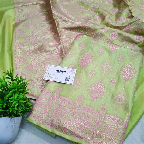 Pista Pink Meena Katan Silk Banarasi Suit – Mohsin Textiles