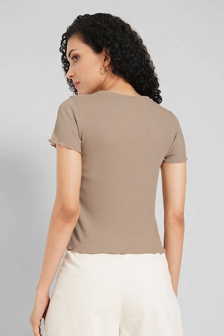 Khaki Typographic Print T-Shirt - Selling Fast at Pantaloons.com