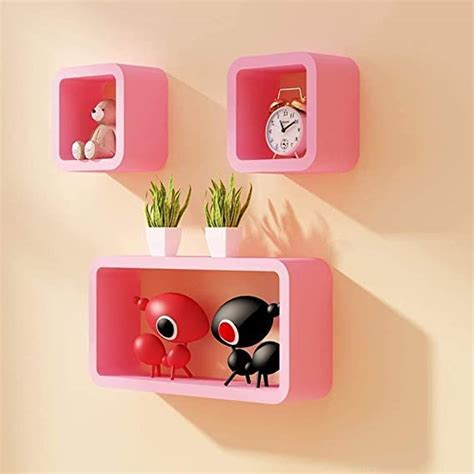 AAS Wood Handicraft Rectangular Shaped Cube Wall Mounted Shelf Rack Set ...