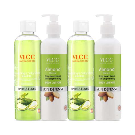 VLCC Nourishing and Silky Shine Shampoo & Almond Honey Skin Brightening ...