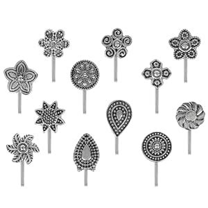 Buy VAMA Oxidised Silver Black Nose Pin Non Piercing NosePin Pressing ...