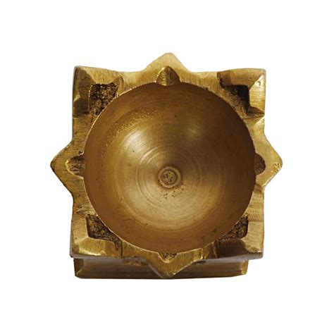 Brass Tulsi Diya Om Shri Swastika Tishul Engraving Oil Lamp Diya