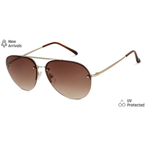 Buy Gold Brown Gradient Half Rim Aviator Vincent Chase The Metal Edit ...