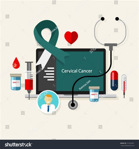 Cervical Cancer Cervic Medical Teal White Stock Vector (Royalty Free ...