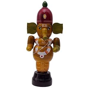 Buy IndiaFx Handcrafted Etikoppaka Handling Ganesha | Green | 9Inches ...