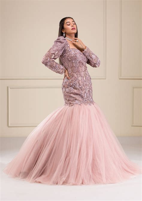 Buy Lavender Stonework Net Gown - Koskii