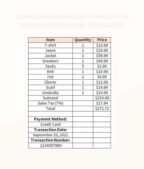Does Microsoft Word Have A Receipt Template