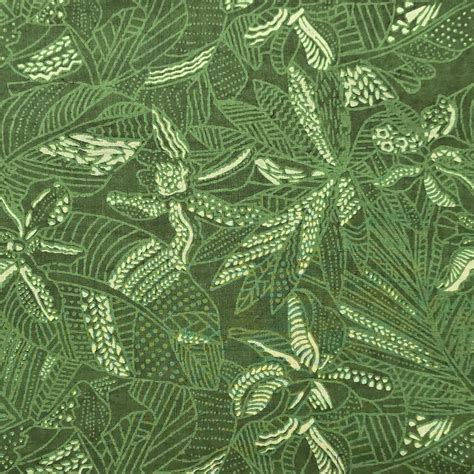 Pure Cotton Dabu Green With Leaves Overlapping Hand Block Print Fabric ...