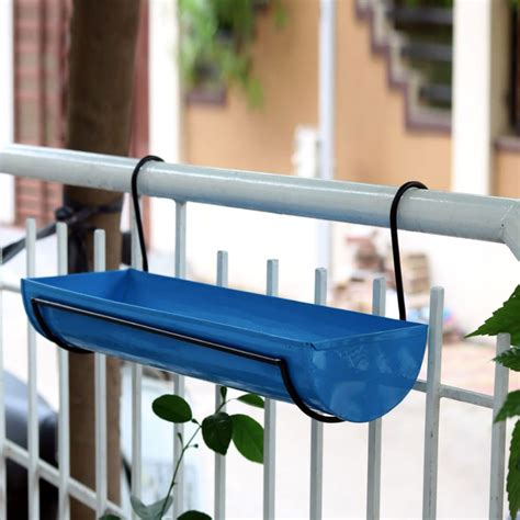 Set of 2 Hanging Railing Pots with Stand