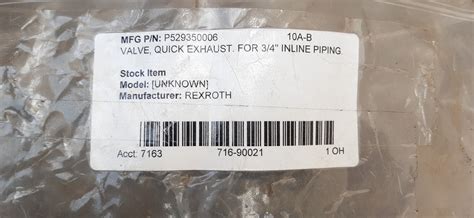 Wabco fluid p52935-6 quick release valve for 3/4" inline piping ...