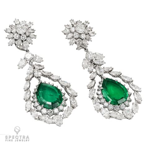 Tiffany and Co. Untreated Colombian Emerald Diamond Earrings For Sale ...