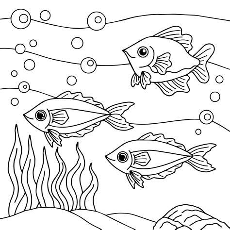 design aqua fish outline coloring page for kid 11095606 Vector Art at ...