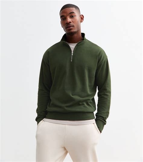 Dark Green Relaxed Quarter Zip Sweatshirt | New Look | Quarter zip ...