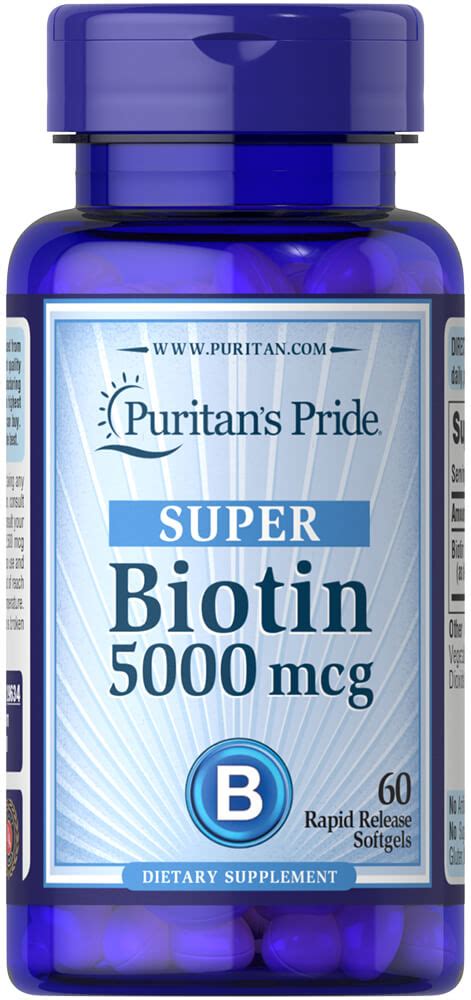 Biotin 5000 mcg, 60 Softgels (29634) | Puritan's Pride