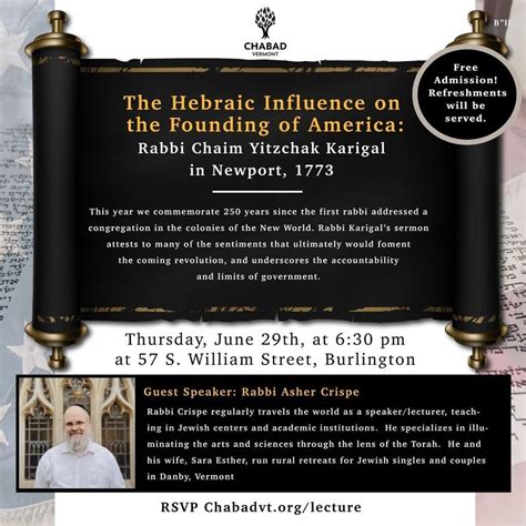 Evening Lecture: The Hebraic Influence on the Founding of America ...
