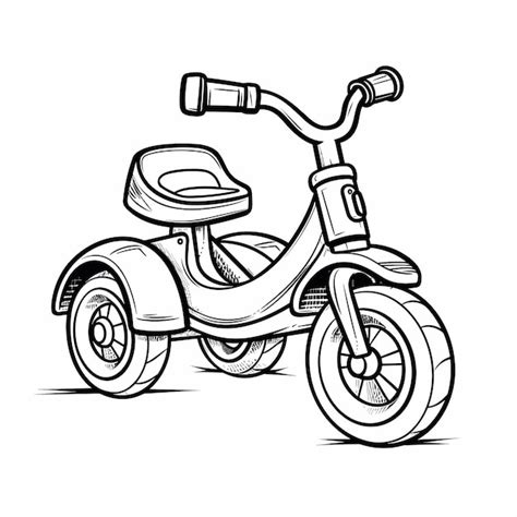 Een kleurplaat van een fietsfietstransport Hand getekend zwart en wit ...