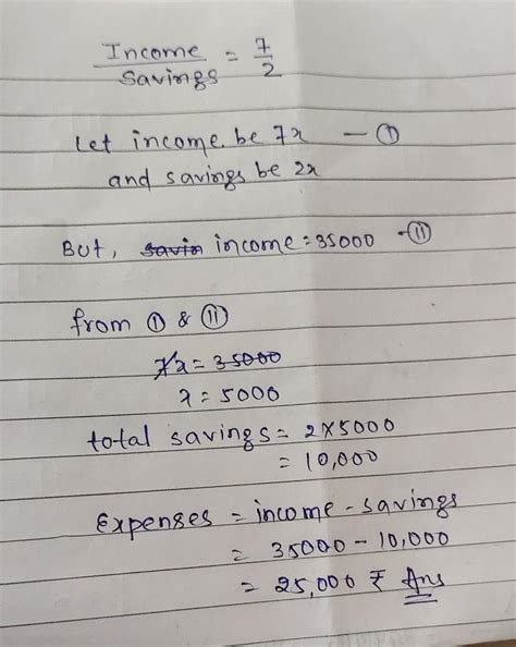 . i) The ratio of income to savings of Mr. Kumar is 7 : 2. If his ...