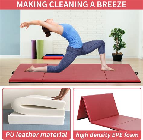 BLKMTY Folding Gymnastics Mat 4'x8'x2″4'x6'x2″ Gym Floor Mat Tumbling ...