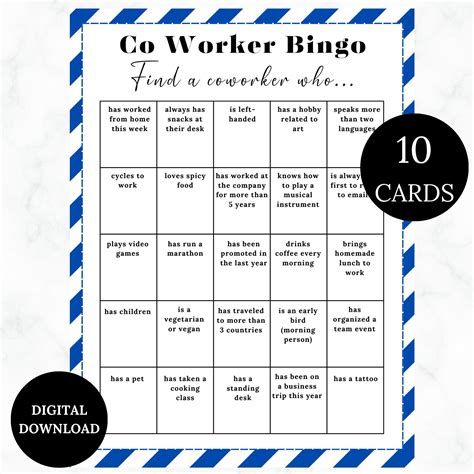 Coworker Bingo, Get to Know You, Employee Bingo, Ice Breaker Bingo ...